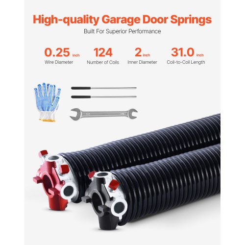 Garage Door Torsion Springs Pair of 025 x 2 x 31 in 16000 Cycles