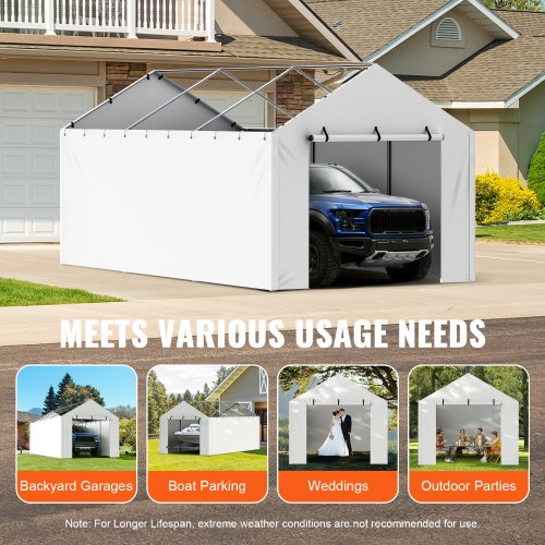 Carport Replacement Canopy Cover Side Wall 10 x 20 ft Garage Tent Shelter