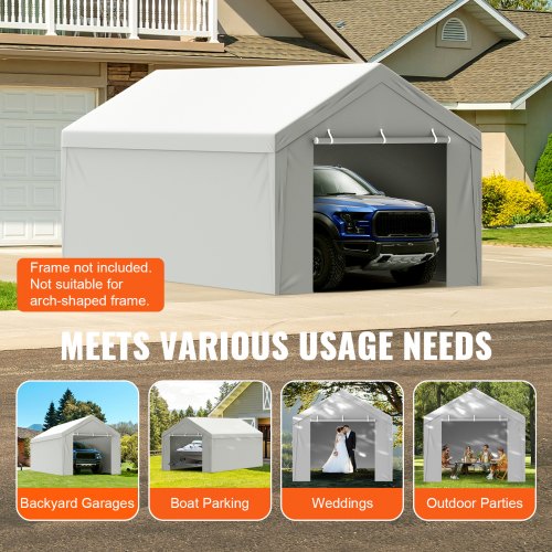 Carport Replacement Canopy Cover Top Side Wall 10 x 20 ft Garage Tent