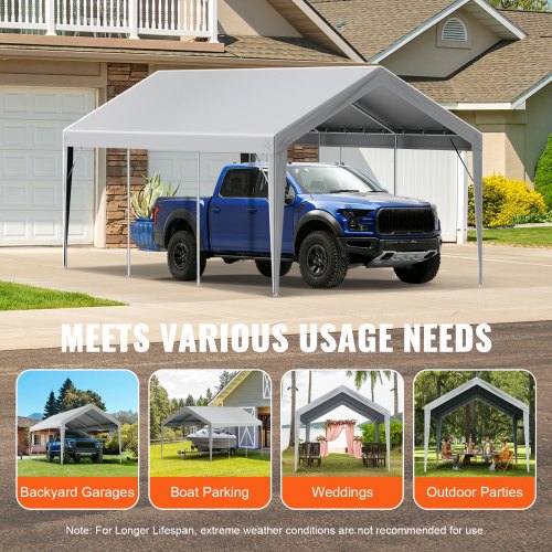 Carport Replacement Canopy Cover 10 x 20 ft Garage Top Tent Shelter Tarp