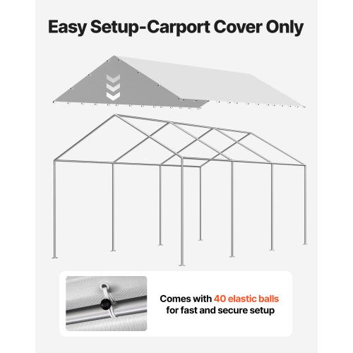 Carport Replacement Canopy 10 x 20 ft Potable Garage Tent Top Tarp