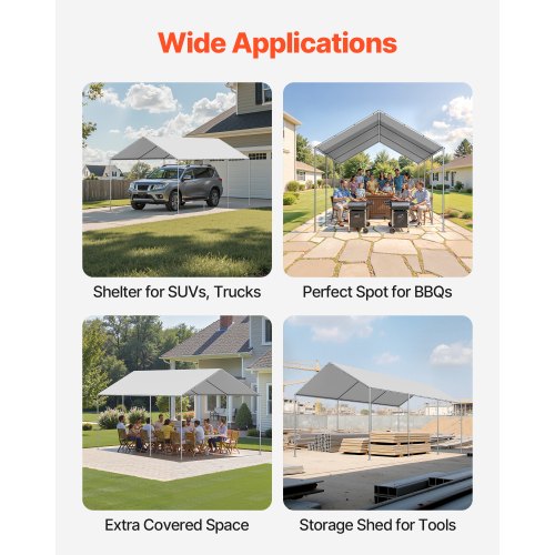 Carport Replacement Canopy 10 x 20 ft Potable Garage Tent Top Tarp
