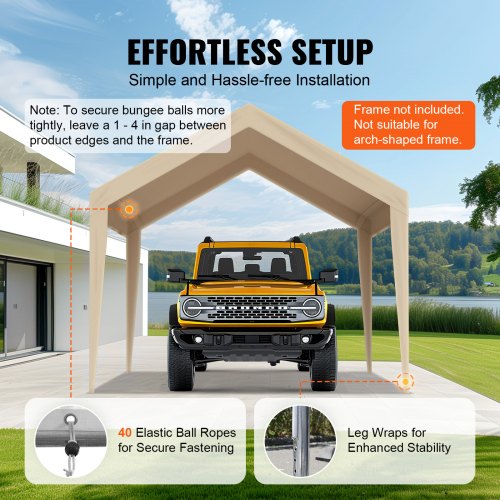 Carport Replacement Canopy Cover 10 x 20 ft Garage Top Tent Shelter Tarp