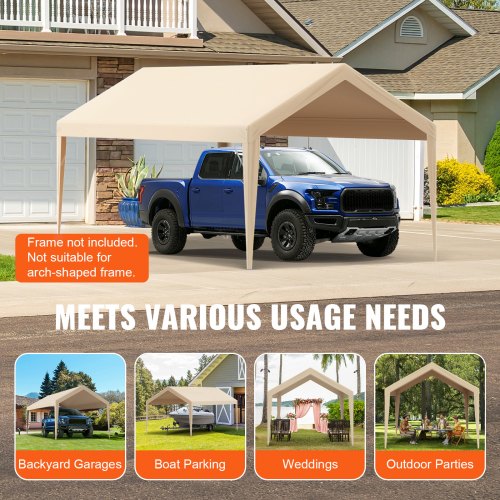 Carport Replacement Canopy Cover 10 x 20 ft Garage Top Tent Shelter Tarp