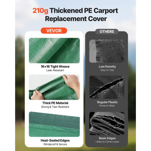 Carport Replacement Canopy 10 x 20 ft Potable Garage Tent Top Tarp