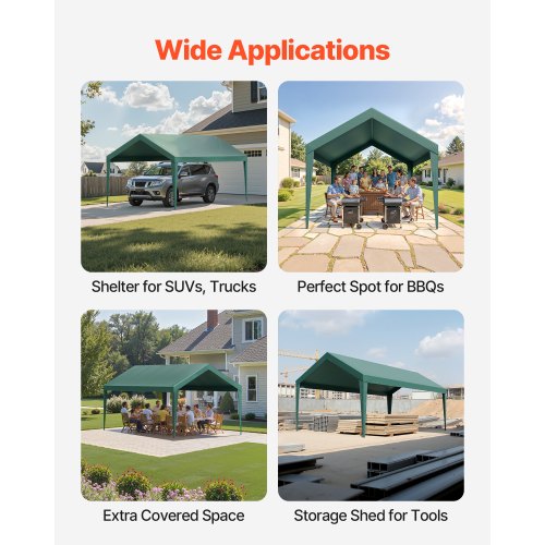 Carport Replacement Canopy 10 x 20 ft Potable Garage Tent Top Tarp
