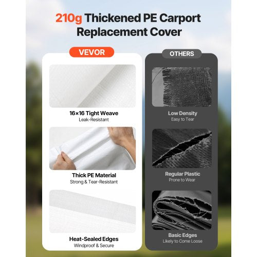 Carport Replacement Canopy 12 x 20 ft Potable Garage Tent Top Tarp