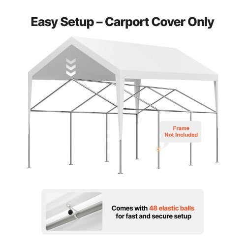 Carport Replacement Canopy 12 x 20 ft Potable Garage Tent Top Tarp