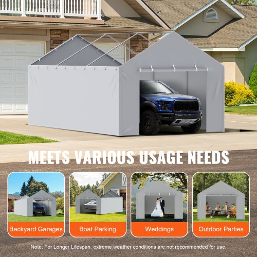 Carport Replacement Canopy Cover Side Wall 12 x 20 ft Garage Tent Shelter