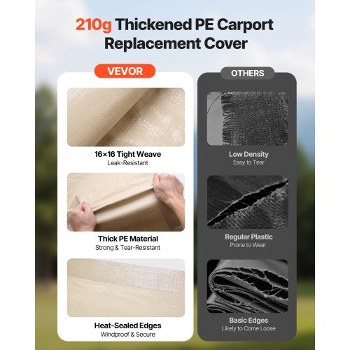 Carport Replacement Canopy 12 x 20 ft Potable Garage Tent Top Tarp