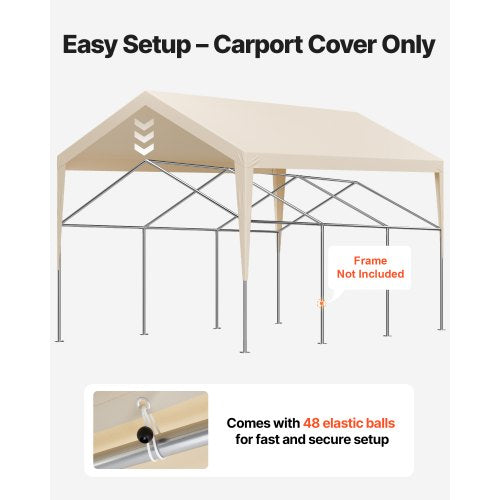 Carport Replacement Canopy 12 x 20 ft Potable Garage Tent Top Tarp