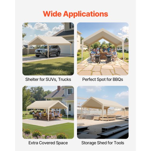 Carport Replacement Canopy 12 x 20 ft Potable Garage Tent Top Tarp