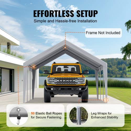 Carport Replacement Canopy Cover 13 x 20 ft Garage Top Tent Shelter Tarp