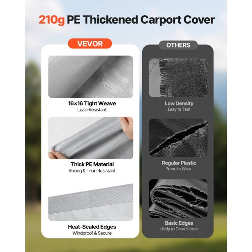 Carport Replacement Canopy 13 x 20 ft Potable Garage Tent Top Tarp