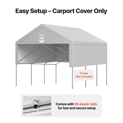 Carport Replacement Canopy 20 x 20 ft Potable Garage Tent Top Tarp