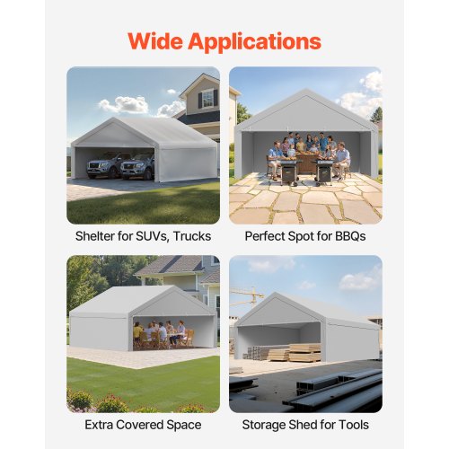 Carport Replacement Canopy 20 x 20 ft Potable Garage Tent Top Tarp
