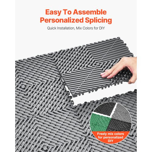 Interlocking Drainage Mat 12” x 12” Modular Interlocking Cushion 12 Pcs