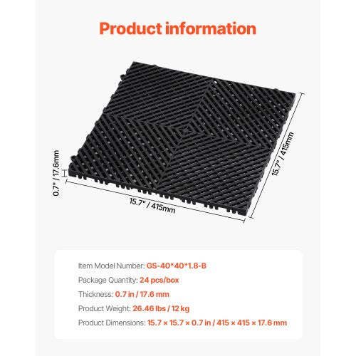 Interlocking Drainage Mat 157” x 157” Modular Interlocking Cushion 24