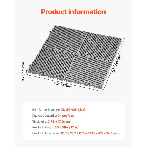 Interlocking Drainage Mat 157” x 157” Modular Interlocking Cushion 24