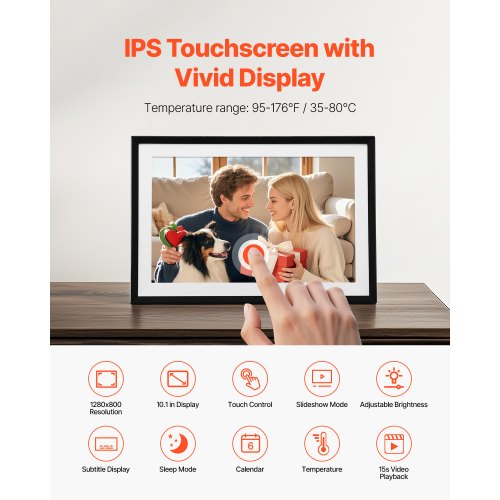 Digital Picture Frame 10.1 Inch 1280x800 HD IPS Touch Screen Electronic