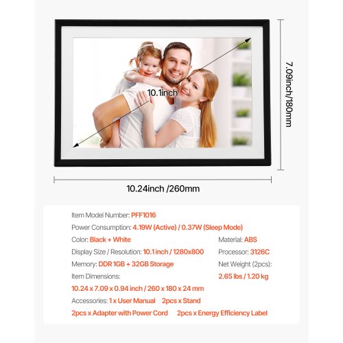 10.1 Inch Digital Picture Frames 2PK 1280x800 HD IPS Touch Screen