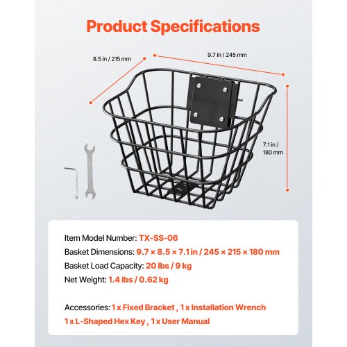 Front Bike Basket Electric Scooter Basket with Fixed Bracket – Max Bearing