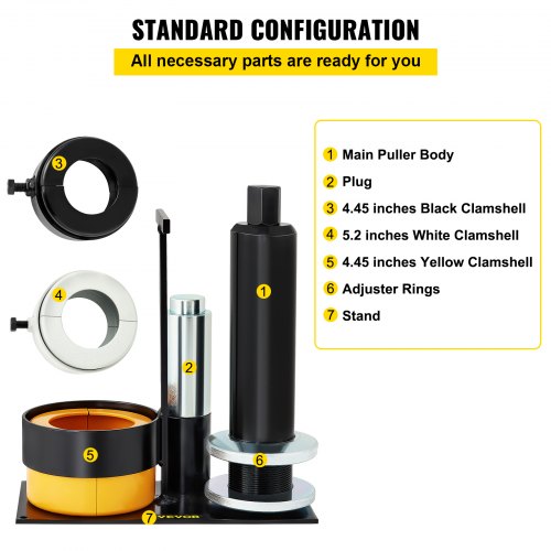 Carrier & Pinion Bearing Puller, Compatible with Dana 30,40,50,60,70, 80, Ford 10.25\" Bearings, Pinion Puller Tool with 3 Clamshells, 45# Steel Clamshell Bearing Puller for Auto Repair