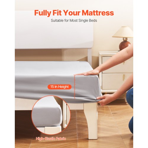 Fitted Sheet 1 Set of 2 Pieces Twin Size Elastic Fitted Sheet with HighQuality