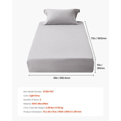 Fitted Sheet 1 Set of 2 Pieces Twin Size Elastic Fitted Sheet with HighQuality