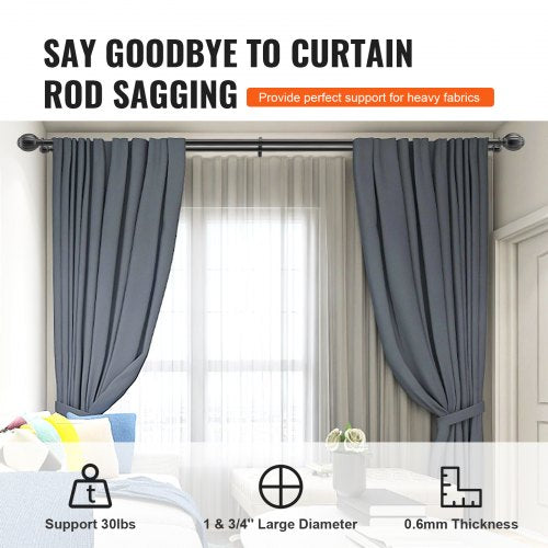 Double Rod Curtain Rods 3672 inches36ft Adjustable Length Black Double
