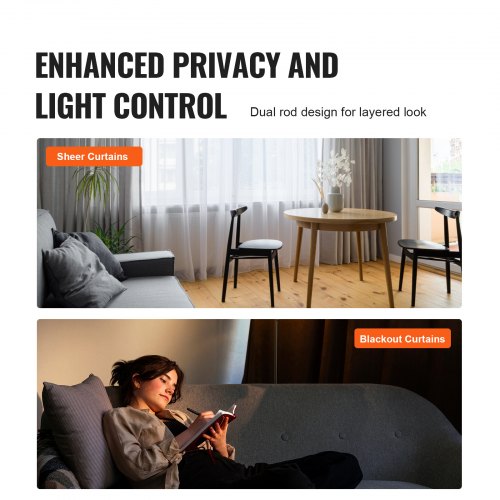 1 Inch Double Curtain Rods 74 to 144 Inches612ft Drapery Rods for Windows 69