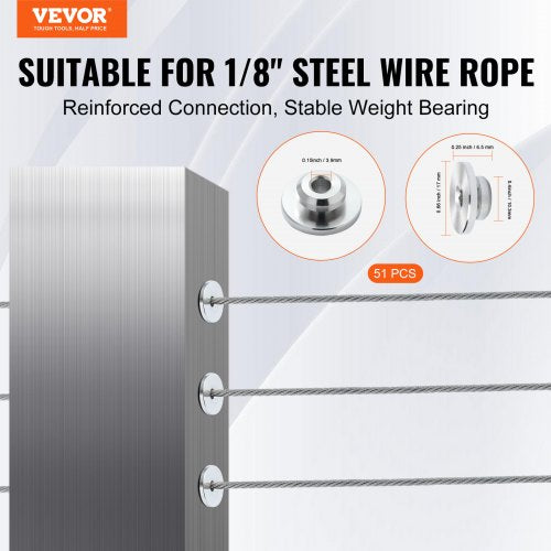 51Pack Cable Railing Kit 18 Wheel Protector Sleeves Bundle with Black