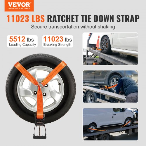 Ratchet Tie Down Straps Kit 2 x 120 Tire Straps 5512 LBS Working Load