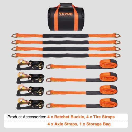 Ratchet Tie Down Straps Kit 2 x 120 Tire Straps 5512 LBS Working Load