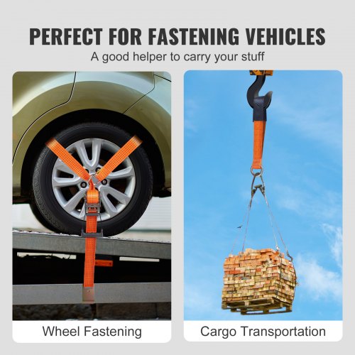 Car Tie Down Straps Kit Lasso Style 2 x 120 Tire Straps 5512 LBS Working
