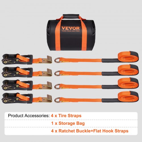Car Tie Down Straps Kit Lasso Style 2 x 120 Tire Straps 5512 LBS Working