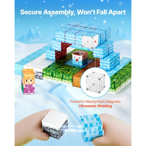 Magnetic Blocks 150 PCS Glacier Castle Set Magnetic Building Cubes for Kids