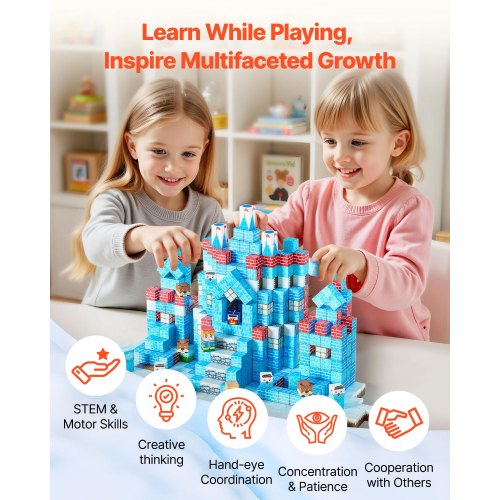 Magnetic Blocks 150 PCS Glacier Castle Set Magnetic Building Cubes for Kids