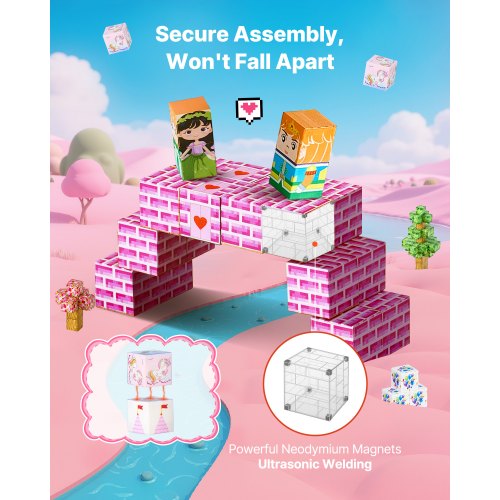 Magnetic Blocks 100 PCS Princess Castle Set Magnetic Building Cubes for Kids
