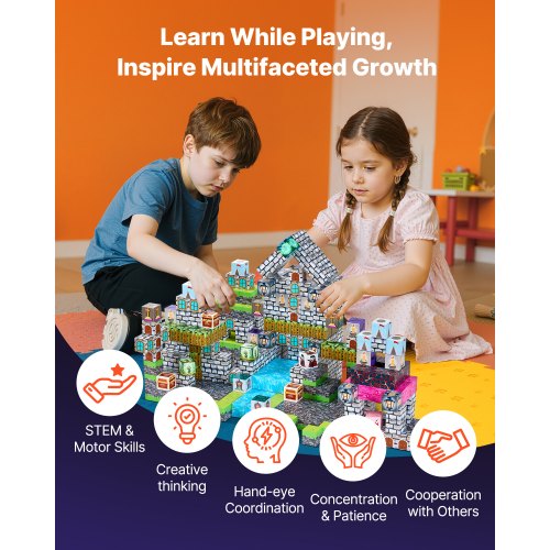 Magnetic Blocks 100 PCS Cemetery Zombies Set Magnetic Building Cubes for Kids