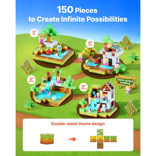 Magnetic Blocks 150 PCS Forest Castle Set Magnetic Building Cubes for Kids