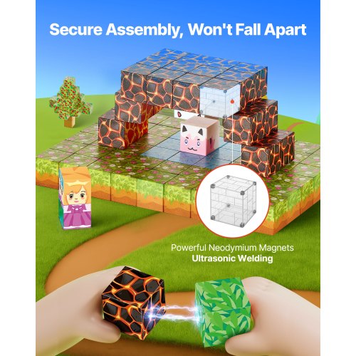 Magnetic Blocks 150 PCS Forest Castle Set Magnetic Building Cubes for Kids
