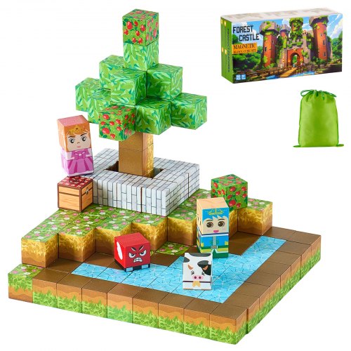 Magnetic Blocks 150 PCS Forest Castle Set Magnetic Building Cubes for Kids