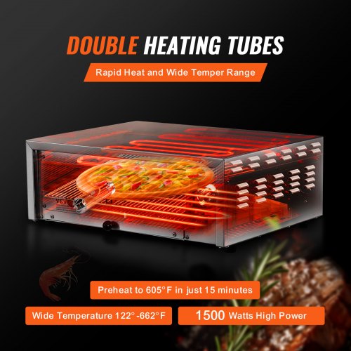 Electric Pizza Oven 12inch 1500W 122662 Temp Range Removable Crumb Tray