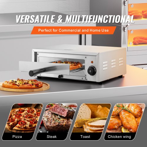 Electric Pizza Oven 12inch 1500W 122662 Temp Range Removable Crumb Tray