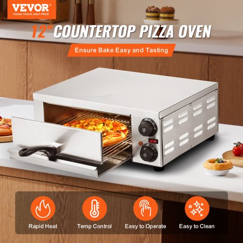 Electric Countertop Pizza Oven 12 1500W Adjustable Temp 0120Min Timer