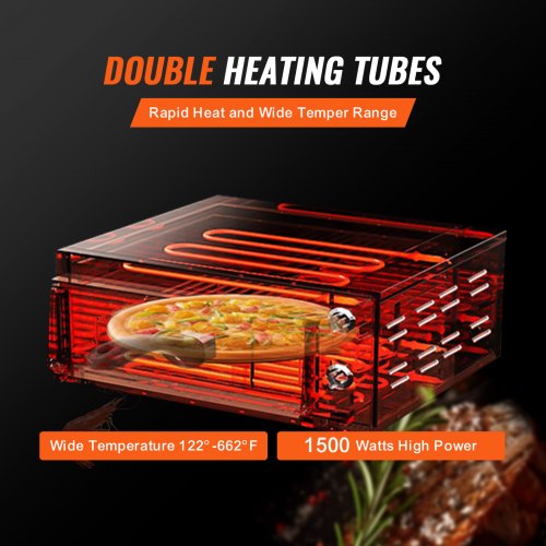 Electric Countertop Pizza Oven 12 1500W Adjustable Temp 0120Min Timer