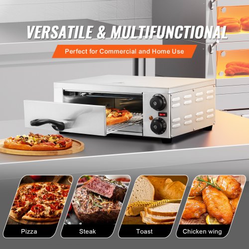 Electric Countertop Pizza Oven 12 1500W Adjustable Temp 0120Min Timer