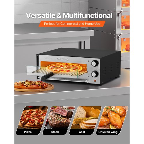 Electric Pizza Oven 12inch Countertops Pizza Ovens 572°F Max Temp 1450W