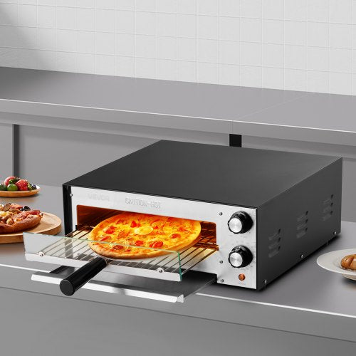 Electric Pizza Oven 12inch Countertops Pizza Ovens 572°F Max Temp 1450W